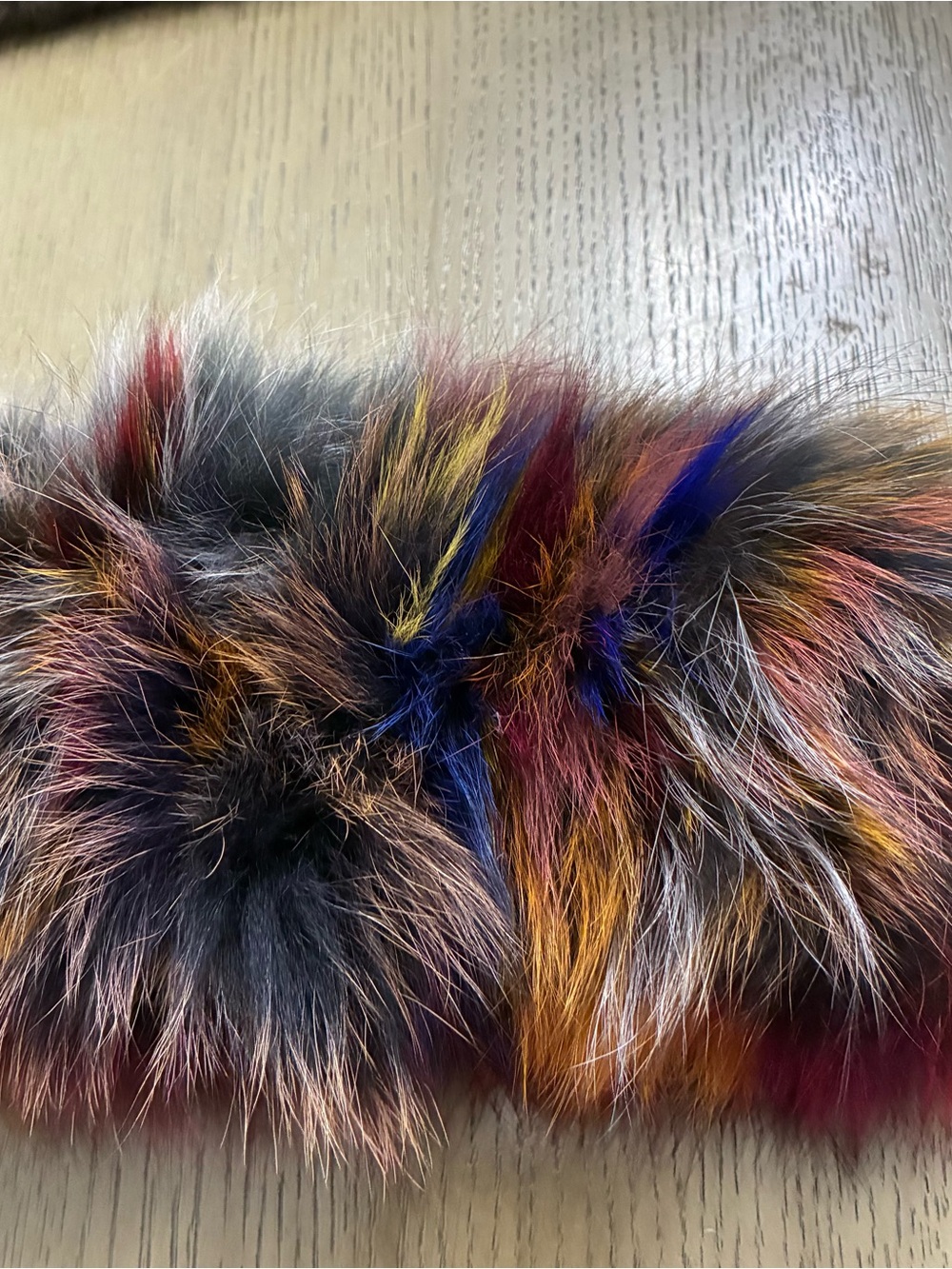 Adrienne Landau Multicolor real Fur Headband in Blue, Yellow, Red, Brown, Cream